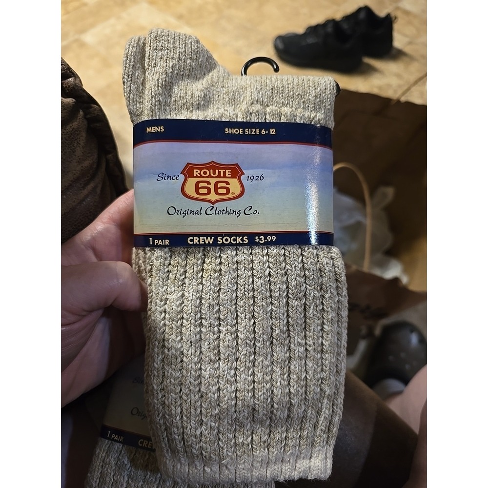Route 66 Original Clothing Co. 1 Pair Crew Socks VTG Shoe Size 6-12 Mens New